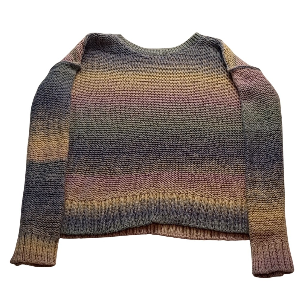 Osh Kosh B'gosh Sweater Girl's Ombre Knit Size 14 Multi Color Pastel Crew Neck